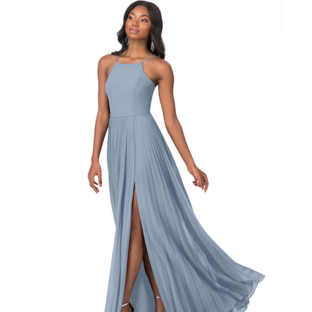 Azazie Lennon Dusty Blue Bridesmaid Dress